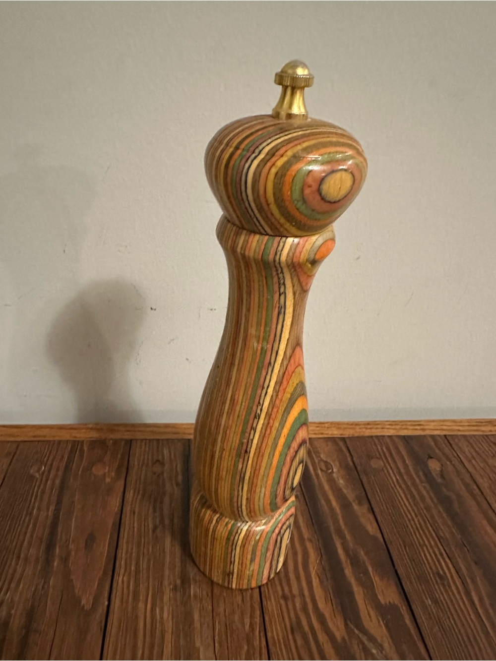 Hand-Turned Multicolor Layered Wooden Pepper Mill